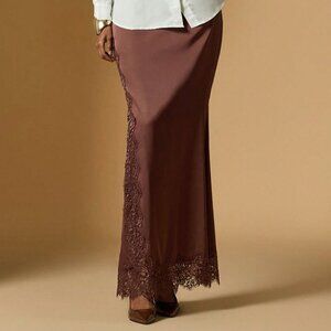 Coffee Brown Elegant Women's Lace Skirt